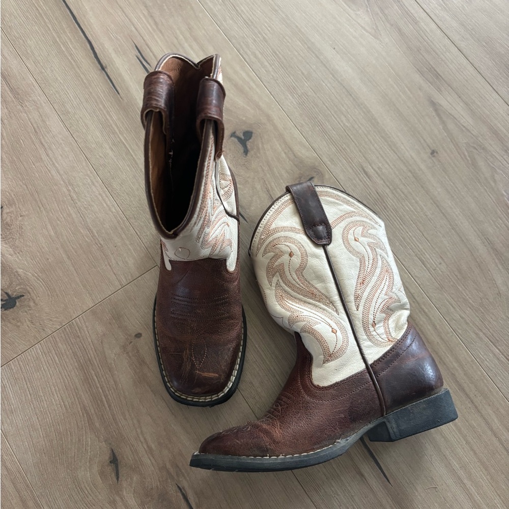 Brown and Cream Kids Cowboy Boots rank 45